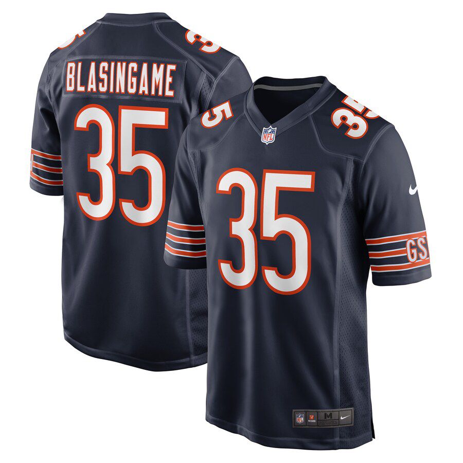 Men Chicago Bears #35 Khari Blasingame Nike Navy Game Player NFL Jersey